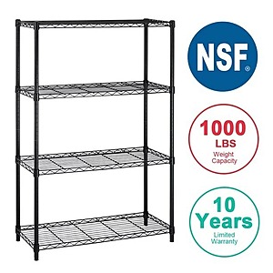 BestOffice 4Shelf Wire Shelving Unit Garage NSF Wire Shelf Metal Storage $43 + Free Shipping