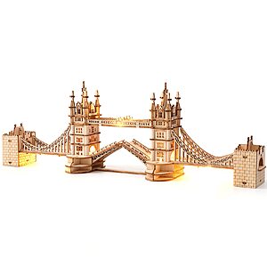 Rowood Wooden London Tower Bridge with LED 3D Puzzles DIY Model Kit $11.50