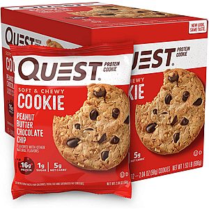 Quest Nutrition Double Chocolate Chip Protein Cookie, High Protein, Low Carb & More, 12 Count~$13.49 After Coupon & S&S @ Amazon~Free Prime Shipping!