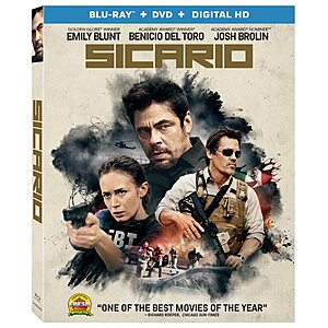 Sicario (Blu-ray + DVD + Digital) $3.35