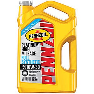 5-Quart Pennzoil Platinum High Mileage Synthetic Motor Oil (10W-30)  $17.80 after $10 Rebate & More + Free Store Pickup