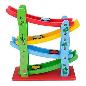 50% off Wooden Ramp Racer Toddler Toys Race Track Car Games for 1 Year Old Boy Kids Gifts with 4 Small Racers, $11.99