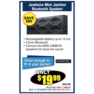 Jawbone Mini Jambox Bluetooth Speaker - $19.99 - IN-STORE-ONLY