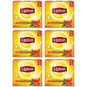 Lipton Black Tea Bags (100 ct - Pack of 6) - $13.68 S&S + FS