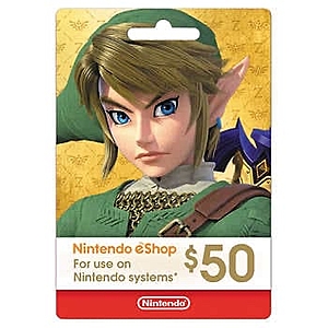 Costco Members: $50 Nintendo eShop Gift Card (Email Delivery) $40