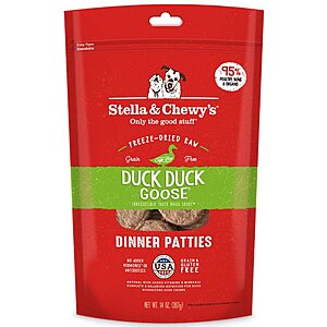 14 Oz Stella & Chewy’s Freeze Dried Raw Dinner Patties Dog Food – Protein Rich Duck Goose Recipe for $19.28, More + Free Shipping w/ Prime or on orders over $25