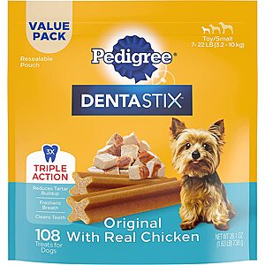 PEDIGREE DENTASTIX Toy/Small Dog Dental Treats Original Flavor (108 Treats) for $7.73 after $5 coupon and S&S