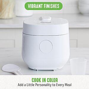 GreenLife Healthy Ceramic Nonstick 4-Cup Rice Oats and Grains Cooker, PFAS-Free, Dishwasher Safe Parts, White $44.99