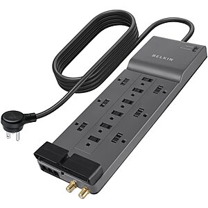 Amazon: Belkin Power Strip Surge Protector (12 Outlets / 8' Cord) $23.80 & More