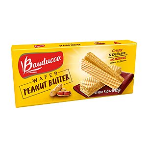 Bauducco Peanut Butter Wafers - Crispy Wafer Cookies With 3 Delicious, Indulgent Decadent Layers of Peanut Butter Flavored Cream - 5.0 oz Pack of 1 $0.99