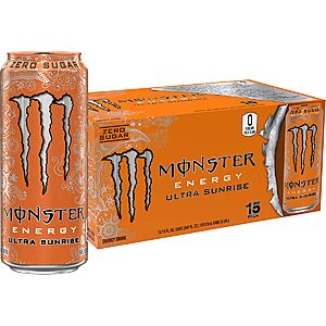 Amazon.com : Monster Energy Ultra Sunrise, Sugar Free Energy Drink, 16 Fl Oz (Pack of 15) with coupon + S&S $13.74
