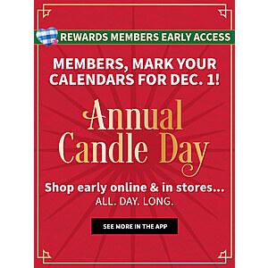 Bath & Body Works - Annual Candle Day(s) Starts Dec 1st (early access for Rewards Members)