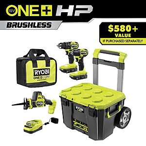 Ryobi One+ HP 18V 3-Tool Kit w/ LINK Rolling Tool Box, 2x 1.5A Batteries & Charger $159 + Free Shipping