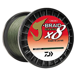 Daiwa J-Braid Grand 8X 300 yards 20 lb test, dark green $16.12 @ Amazon (fishing)
