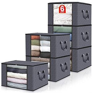 Prime Members: 6-Pack Fab Totes 60L Foldable Clothes/Blanket Storage Bags $10.83 + Free Shipping