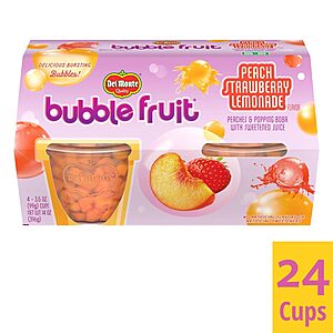 24-Count 3.5-Oz Del Monte Bubble Fruit Cup (Peach Strawberry Lemonade) $12.68 w/ S&S + Free Shipping w/ Prime or $35+