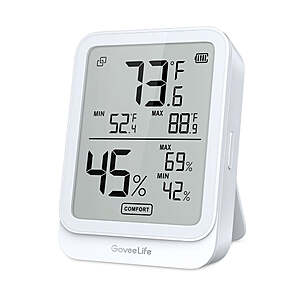 GoveeLife Bluetooth Hygrometer Thermometer (Black or White): 2-Pack $15, 1-Pack $9 + Free Shipping