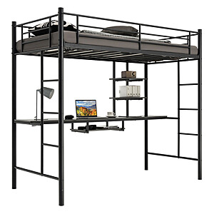 Costway Twin Size Loft Bunk Bed w/ Desk Storage Shelf and Ladders $224 + Free Shipping
