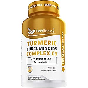 120-Count 1500mg HerbTonics Turmeric Curcuminoids Complex C3 (Joint Support Supplement for Men & Women) $8 w/ Subscribe & Save + Free Shipping w/ Prime or on Orders $25+