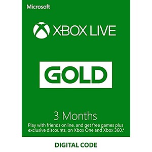 3-Month Xbox Live Gold Membership (Digital Code) $8.21