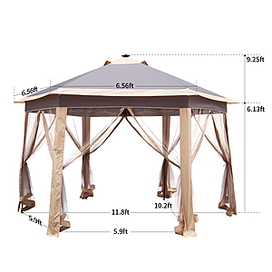 12' x 10' Outdoor 2-Tier Pop-Up Gazebo Canopy w/ Solar Lights & Mosquito Netting $80 + Free Shipping