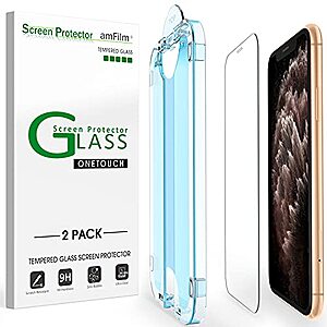 2-Pk amFilm OneTouch Glass Screen Protector: iPhone 11/12/13/14 Mini/Pro/ProMax from $6 & More