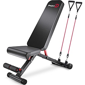 Pelpo Folding Adjustable Weight Lifting Bench w/ Resistance Bands (Up to 660lbs) $89.60 + Free Shipping