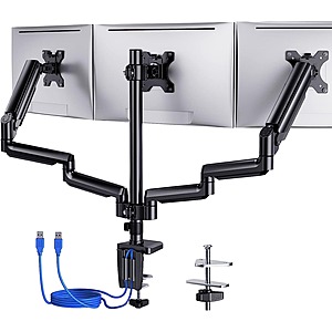 Prime Members: ErGear Dual-Gas Spring Arm Triple Monitor Stand Mount (Up to 27", Silver or Black) $60 + Free Shipping