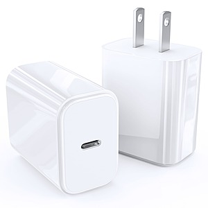 JSAUX 20W PD 3.0 USB-C Charger: 2-Pack Chargers $7.80, Charger w/ 6.6' USB-C Cable $6 + Free Shipping w/ Prime