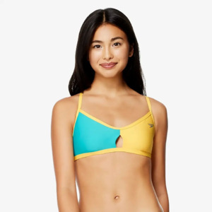 Speedo Women's Color Block Keyhole Bikini Swimsuit Top (Lemon Chrome) $5, Solid Cheeky Hipster Bikini Swimsuit Bottom (Green) $5 & More + Free Shipping $100+