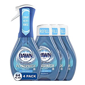 4-Count 16-Oz Dawn Platinum Powerwash Dish Spray Fresh Scent Bundle (1 + 3 Refills) $11.55 (Each $2.88) w/ S&S + Free Shipping w/ Prime or $25+