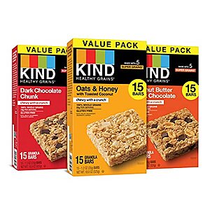 3-Pack 15-Count Kind Healthy Grains Bars Value Pack (variety pack) $15.55 w/ Subscribe & Save + Free S/H