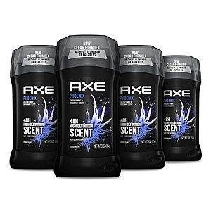 4-Count 3-Oz AXE Men's Phoenix 48H High Definition Aluminum Free Deodorant (Crushed Mint & Rosemary Scent) $11.24 w/ S&S + Free Shipping w/ Prime or on $25+