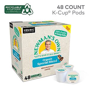 48-Count Newman's Own Organics Special Blend Medium Roast Coffee Single-Serve Keurig K-Cup Pods $16.14 w/ S&S + Free S&H w/ Prime or $35+