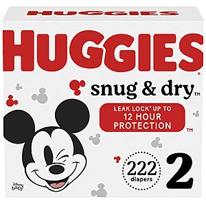 222-Count Huggies Snug & Dry Baby Diapers (Size 2) $38.25 w/ Subscribe & Save