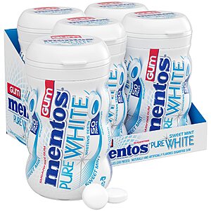 4-Pack 50-Count Mentos Pure White Sugar-Free Chewing Gum (Sweet Mint) $10.20 w/ S&S & More + Free Shipping w/ Prime or on $35+
