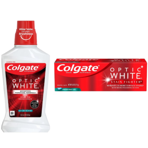 Colgate Optic White: 16-Oz Alchohol Free Whitening Mouthwash + 4.2-Oz Colgate Stain Fighter Whitening Toothpaste + $4 W Cash $5 & More + Free Store Pickup at Walgreens $10+