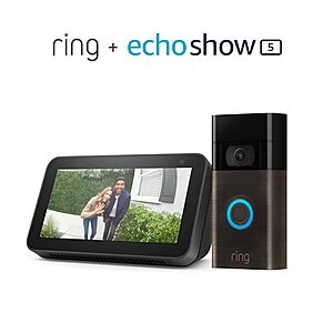 Prime Exclusive Deal: Ring Video Doorbell (Venetian Bronze) bundle with Echo Show 5 (2nd Gen) $84.99