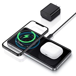 ESR HaloLock 2-in-1 Magnetic Wireless Charger Station $7