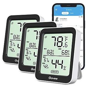 3-Pack Govee Indoor Bluetooth Temperature Humidity Monitor $23.09 + Free Shipping w/ Prime or $35+ orders