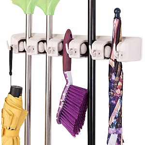 Broom Holder Wall Mount and Garden Tool Organizer (White) $6.89 + Free Shipping w/ Prime or $35+ orders