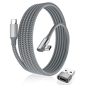 10' Elebase 100W Right-Angled USB Type C to C Cable w/ USB A Adapter (Grey) $4.50 + Free Shipping w/ Prime or $35+ orders