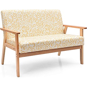Giantex Wood Frame Upholstered Loveseat $89.60 + Free Shipping