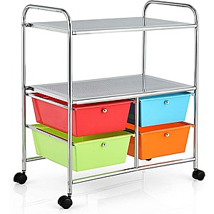 2-Tier Rolling Storage Cart w/ 4 Drawers & 360° Wheels (Various Colors) $39.59 + Free Shipping