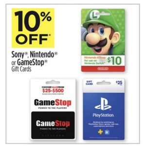 10% off GameStop, PlayStation and Nintendo Gift Cards at Dollar General