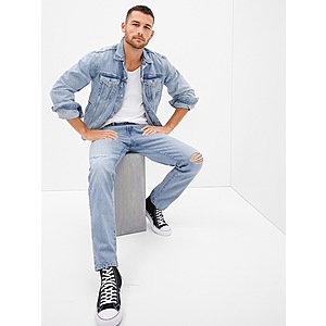 Gap Factory Men's Destructed Straight Taper Jeans with Washwell (Light Indigo) $14 + Free Shipping