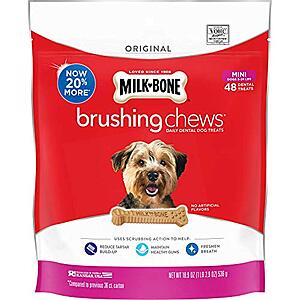 48-Ct 18.9-Oz Milk-Bone Daily Brushing Dental Dog Chew Treats (Mini Size) $5.65 ($0.10 each) w/ S&S + Free Shipping w/ Prime or on $25+