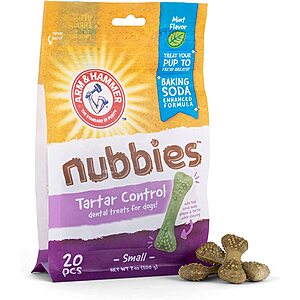 20-Ct Arm & Hammer for Pets Nubbies Dog Dental Chew Treats (Mint) $3.20 ($0.15 each) + Free Shipping w/ Prime or on $25+