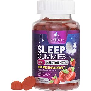 60-Ct 8-mg Nature's Melatonin Extra Strength Sleep Support Gummies (Strawberry) $3.80 ($0.05 each) w/ S&S + Free Shipping w/ Prime or on $25+