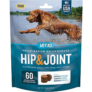 60-Count VetIQ Dog Hip & Joint Soft Chew Supplements (Chicken) $4.20 w/ S&S + Free Shipping w/ Prime or on $35+